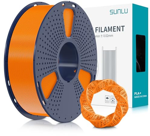 SUNLU PLA+ Filament 1.75mm, PLA Plus 3D Drucker Filament, Stärker belastbar, Neatly Wound, 1KG 3D Druck PLA+ Filament, Maßgenauigkeit +/- 0.02mm, Orange
