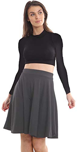 Crazy Girls Womens Midi Skater Skirt, Charcoal, XL (UK 16-18)