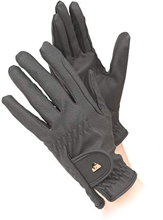Shires Aubrion PU Synthetic Leather Horse Riding Gloves Child - Black X-Large, Black