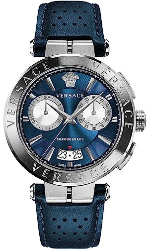 Versace Herren Uhr Chronograph Aion Herrenuhr Leder Armband 45mm VE1D008 19