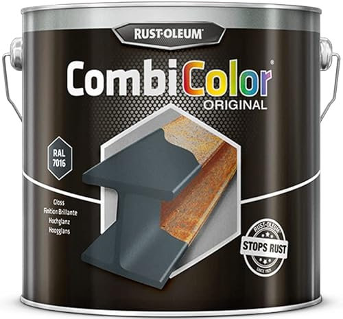 Rust-Oleum CombiColor Original - Einschichtig für Metallschutz direkt auf Rost, Grundierung und Deckschicht in einem - 2,5L (Anthrazitgrau RAL7016)