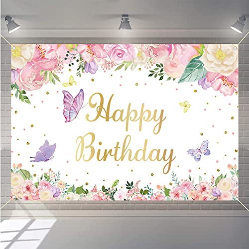 Geburtstag Deko Happy Birthday Hintergrund Banner Party Dekoration für Mädchen Party Stoff Schild Poster, Foto Hintergrund 1. 2. 3. 4. 5. 6. 10. Geburtstag, 150 x 90 cm