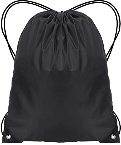 JFmall Drawstring Bags, Swim PE Bags Drawstring Gym Bag for Kids Adults String Swimming Sports Bag for School Sports Swimming Gym Travel Black