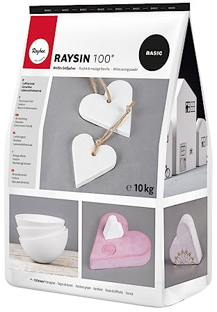 Rayher Polvo moldear Raysin 100 blanco, 10 kg yeso en polvo, seca al aire, manualidades, 34474102