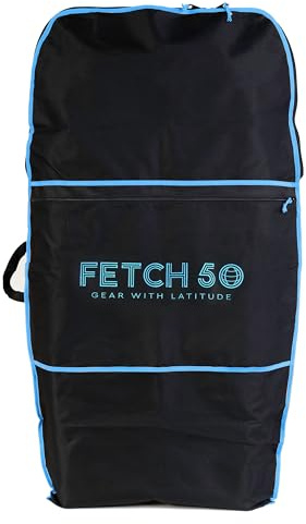 Fetch 50 Nova Sac de Bodyboard Double avec Sangles de Sac à Dos, Polyester résistant, Grande Poche pour Accessoires, Noir avec Bordure Bleue