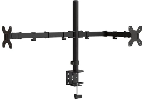 vidaXL Skärmfäste för 2 skärmar svart stål VESA 75/100 mm, skärmstativ, monitorfästen, skrivbordsfäste, monitorfäste, monitorstativ, skrivbordsfästen