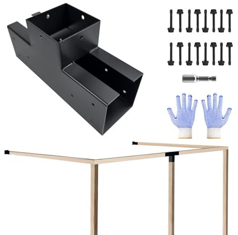 VoTwoofv Kit de soporte para pérgola de 6 x 6 pulgadas, soporte en forma de T de 3 vías para vigas de madera (real: 5.5 x 5.5 pulgadas), cenadores al aire libre, pérgolas de patio, cabañas de troncos