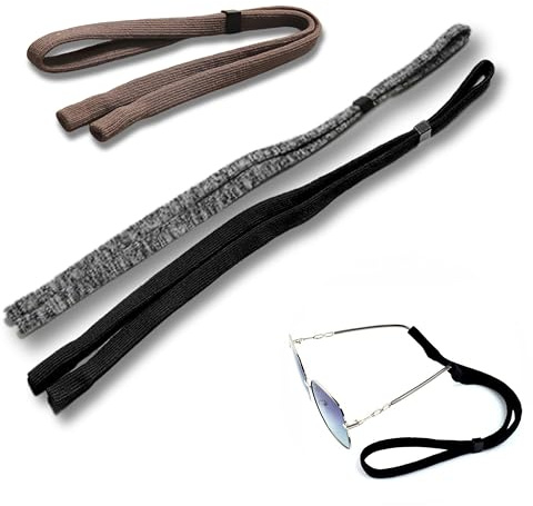 dynamoll Pack de 3 Cordones para Gafas Deportivas para Mujer y Hombre - Cuerda Cordón Cadena Cinta Ajustable Antideslizante con Hebilla para Lentes de Lectura o Deportivo - Glasses Grip