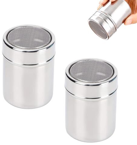 2 Pcs Flour Shaker, Flour Sifter, Sugar Shaker are Perfect for Kitchen Crafts and Cake Decoration, While Powder Shaker is Convenient for Adding Sugar or Powder Without Getting it on Your Hands