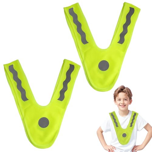 Annlpoy 2er-Pack Kinder-Sicherheitsweste, Gelb, Reflektierend, Hohe Sichtbarkeit für Sport & Fahrradfahren, Warnweste für Kinder 3-6 Jahre, für Laufen & Auto, Reflektoren Sicherheit