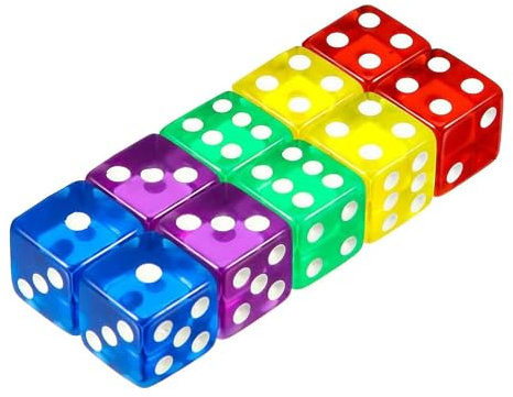 10 Pcs Dice, Mulitcolor 6 Sided Dice Set, 16mm Acrylic Dices Set, Clear Square-Corner Dice For Birthday Party, Bar, Stacking, Board Games, Math Game Party Favor, Teaching Math