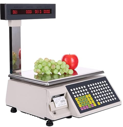 Etikettutskrift stege stolpdisplay med 15 kg/30 kg kapacitet för detaljhandel/stormarknad - kommersiella digitala räkningsvågar, Calc-skala