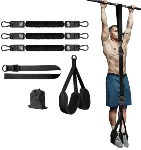 Pull Up Assistance Bands,Heavy Duty Resistance Band Pull Up Assistance Bands,Strength Training Band for Home Gym Fitness,Workout Straps,Adjustable Weight/Size with Feet/Knee Rest (225 LBS-Black)