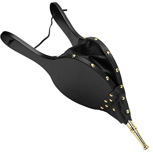 equlup Soffietto per Camino, 15,6x7,1 Pollici, soffiatore d'Aria in Legno PU, Pompa Manuale per Camino, Strumento per braciere con Cinghia di Sospensione per Barbecue da Campeggio (Tubo d'oro)