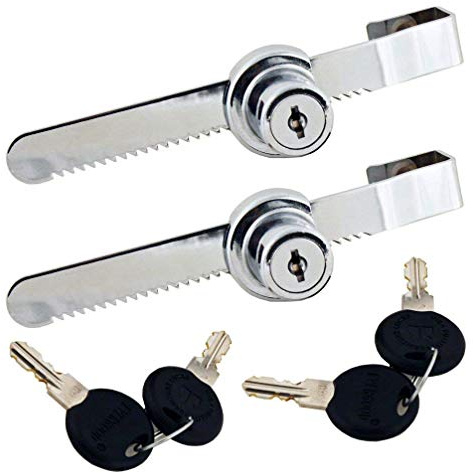 WOOCH Sliding Glass Door Ratchet Lock with Chrome Finish, Keyed Alike Showcase Display - 2 Pack