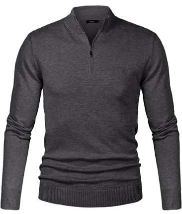 iClosam Maglione Uomo Invernali Collo Alto con Zip Pullover Giacca in Maglia Maglione Pullover Invernale Tenere Caldo