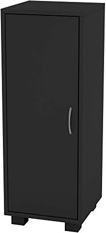 URBNLIVING 1 Door Wooden Hallway Side Cabinet Living Room 2 Shelves Storage Furniture Unit (Black)