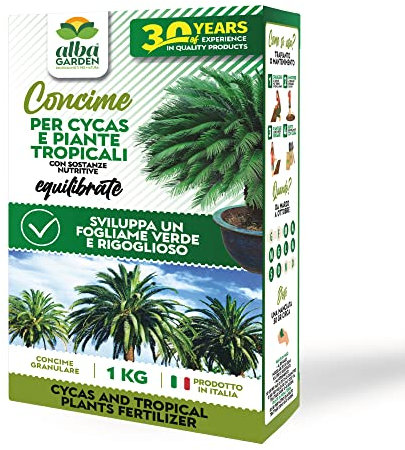 Albagarden - Concime Per Cycas E Piante Tropicali - 1 KG - Fertilizzante Per Crescita Sana Dei Cicas Ornamentali - Nutriente Naturale Per Piante Da Vaso E Piena Terra