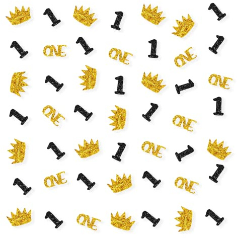 100pcs Crown One Confetti, Gold Glitter Boy 1st Birthday Paper Scatter, One Year Old Table Confetti, Safari Tropical Party/One Smash Table Decor