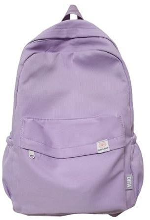 KTTGYRE Schulrucksack Wasserdichtes Nylon Frauen Rucksack Frauen Reisetasche Rucksäcke Schulbag Für Teenager Mädchen Solid Color Bookbag-Purple