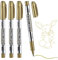 Vokmon 4 Stück Gold Metallisch Markierstifte Metallic Marker Stifte Kartenschreibstift Goldmarker für die Weihnachtskartenherstellung Malen DIY Fotoalbum Schreiben Unterschrift (gold)