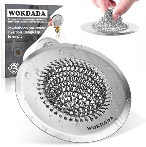 Kitchen Sink Drain Strainer,Patented Reversible Chain Mesh Basket Anti-Clog