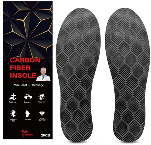 Carbon Fiber Insole 1 Pair for Men Women, Rigid Shoe Insert for Recovery, Graphite Foot Plate for Arthritis, Hallux Rigidus, Turf Toe, Morton’s, Plantar Fasciitis, Foot Fracture 265mm