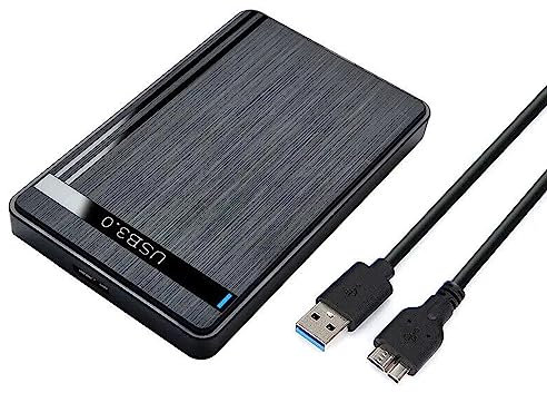 NTEK 2.5 Inch Hard Drive Enclosure | USB 3.0 to SATA 5gbps Transparent Hard Drive Caddy | Hard Disk Drive External Case Caddy | External Caddy HDD SSD | Tool Free External SSD Enclosure (BLACK)