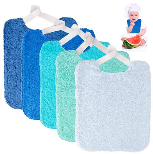 EIGHT4TWO® Baberos Bebé Impermeables y 100% Algodón - Fabricado 100% en España - Pack de 5 Baberos con Goma para Guardería - Ideal para Bebés de 6 a 24 Meses (MARINOS)
