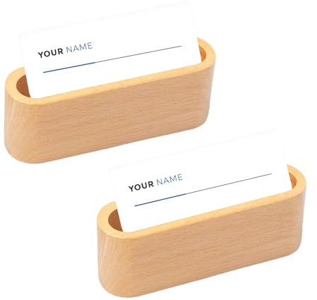 Sixfolo 2 Stück Visitenkartenständer Holz Visitenkartenhalter Desktop Visitenkartenetui Display Visitenkarten Aufbewahrung Holz Einlagiger Visitenkartenhalter für Schreibtisch Büro Organizer
