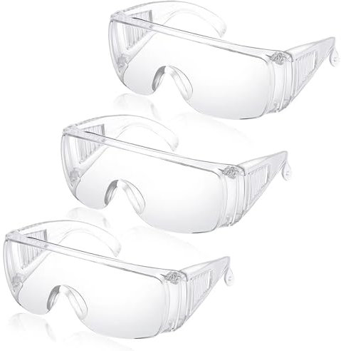 3Pcs Safety Glasses, Protection Safety Spectacles Work Glasses, with Clear Lenses Security Glasses Anti-Scratch/Anti Dust/Wind, for Professional or Personal Use | For Construction Laboratory Outdoor