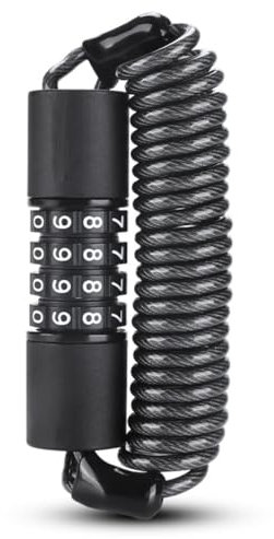HOUSON Helmet Lock 150cm, Black Bike Cable Lock with 4-Digit Code for Motorcycle, Bicycle, Stroller