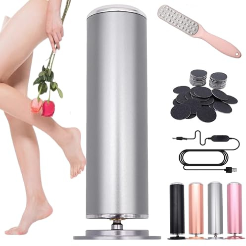 Removedor eléctrico de callos de pies, removedor de callos de pie, lijadora de pies, removedor de callos, herramienta de rotación de 360 grados para callos de grietas muertas y secas (gris)