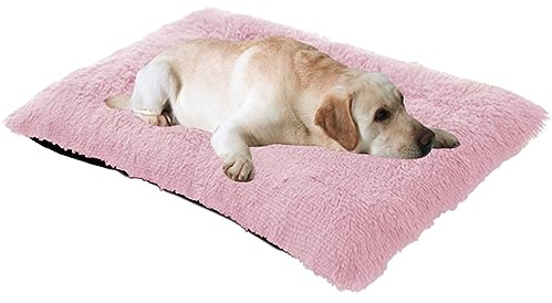 Letto ortopedico per cani di grandi dimensioni con cuscino anti ansia per animali domestici con fondo antiscivolo, per cani e gatti di taglia media e piccola, rosa, 120 x 90 x 10 cm