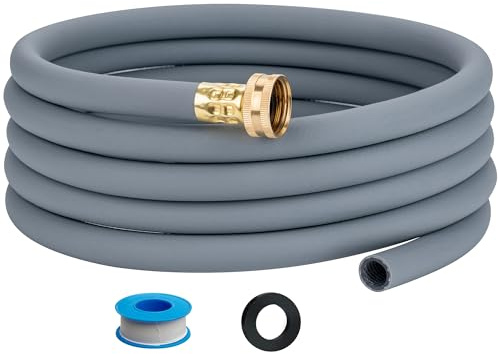 5FT Dehumidifier Drain Hose with 3/4” FHT Brass Rustproof Connector, Versatile Drain Hose Perfectly Compatible with most Dehumidifiers and 3/4” external thread outlet, No Leak (Grey, 5FT)