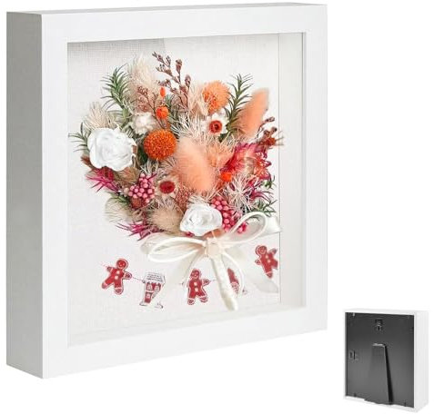 EVDZNA Cornice portafoto da riempire, profonda da riempire, 10 x 15 cm, con pannello acrilico trasparente, cornice 3D, profondità 3 cm, per fiori, regalo di nozze, bianco