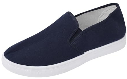 Slip On - Scarpe da donna antiscivolo, piatte in tela, comode, leggere, singole, per attività all'aria aperta, da trekking, per il tempo libero, senza lacci, Blu scuro, 39 EU