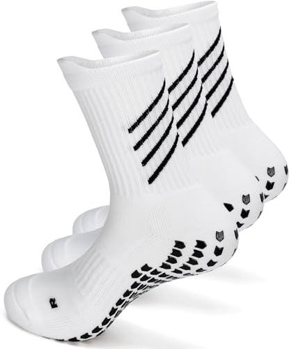Gripfotbollsstrumpor herr halkfria fotbollsstrumpor kvinnor yoga bomull halkfria Sportträningsstrumpor Rugby Gym Basket Golf Cricket Löpning Vandring 36-42 Vit M 3P