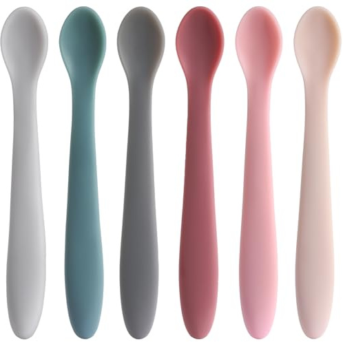 TmepCheck Temperature Color-Changing Silicone Spoons, First Stage Baby Feeding Spoons, Soft Tip Baby Utensils, Infant Utensils Feeding Supplies, Dishwasher & Boil-proof