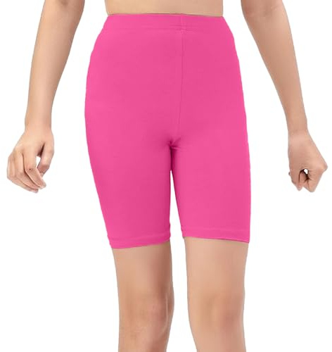NetSetUK Girls Kids Cycling Shorts Plain Strechy Sports Dance School P.E Gym Summer Girls' Shorts Pants for Activewear Neon Pink