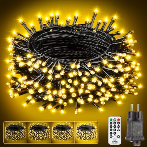 Light-Brightly Luces Navidad Arbol Exterior - 15M 150 LED Guirnaldas Blanco Cálido con 8 Modos Impermeable Luces Enchufe Decoración para Navidad Fiesta Boda Patio Jardín Festival