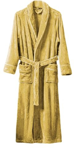 Generisch Peignoir d'hiver pour femme - Long peignoir en tissu éponge - Pyjama en velours - Peignoir épais - Peignoir long pour femme - Couleur unie - Peignoir de bain kimono, jaune, XXXL