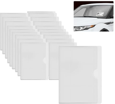 20 piezas Fundas Autoadhesivas Tarjetas, Transparentes Autoadhesivas 10x6cm Porta Tarjetas Adhesivas, para Parabrisas Coche Tarjeta Discapacidad Permiso Estacionamiento Tarjeta de Visita