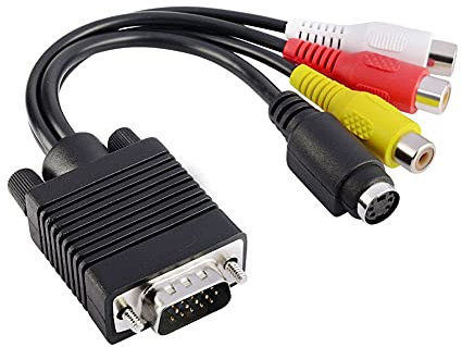 M20 VGA 15pol Stecker auf 3RCA AV und S-Video Mini-DIN 4-Poliges Adapter für Laptop PC Computer Video AV Projektor 20cm