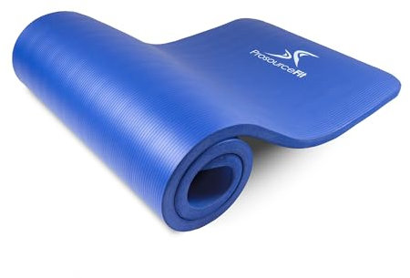 ProsourceFit Extra Thick Yoga and Pilates Mat ½” (13mm) or 1 (25mm), 71-inch Long High Density Exercise Mat with Comfort Foam and Carrying Strap, Blue