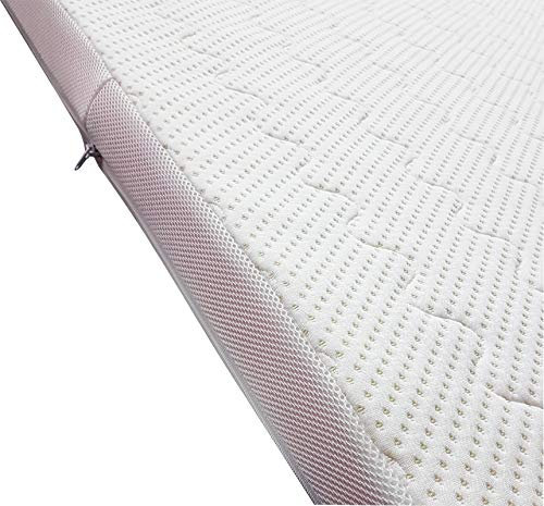 Moon-Luxury Visco toppprydnad med bambu dubbelduk överdrag 8 cm för madrasser och boxspringsäng Memory Foam madrassöverdrag med fästband, Made in Europa 100 x 200 x 8 cm