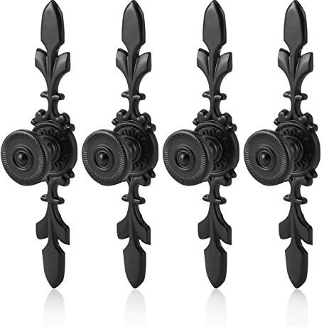 4 Pièces Boutons de Porte Poignée Style Vintage, Poignée D'armoire Rétro en Aluminium Noir, pour Portes de Garde-robe Simples et Modernes, Tiroirs, Poignée Monotrou de Quincaillerie Domestique (Noir)
