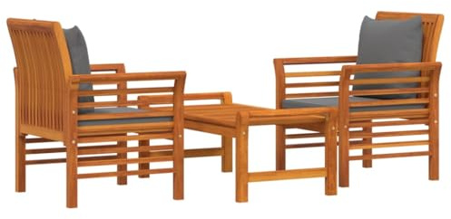vidaXL 3-TLG. Garten-Lounge-Set mit Kissen Massivholz Akazie, Terrassen Lounge Set, Garten Möbelset, Lounge Set mit Kissen, Gartenmöbel Set