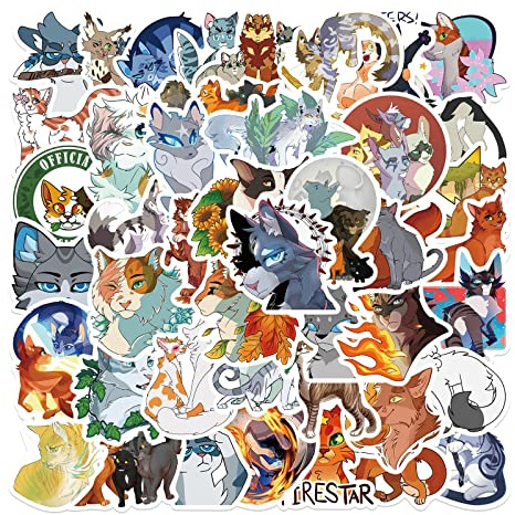 50 PCS Guerriers de chat Autocollants pour Ordinateur Portable Bouteille D'eau Bagages Snowboard Vélo Skateboard Decal pour Enfants Adolescents Adultes de Bande Dessinée Autocollants