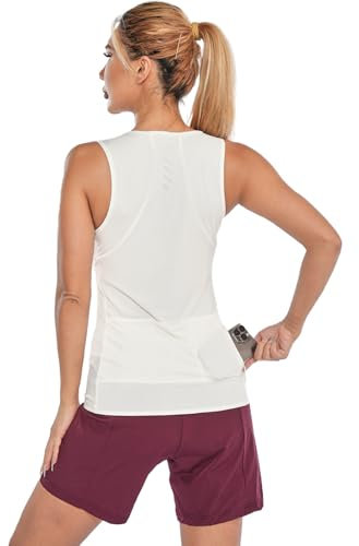 Lo.gas Fahrradtrikot Damen äRmellos,Radtrikot Atmungsaktiv Rennrad Trikot Fahrradshirt Mountainbike Frauen Sport Shirts FüR Damen Tank Top 4 Taschen Beige M